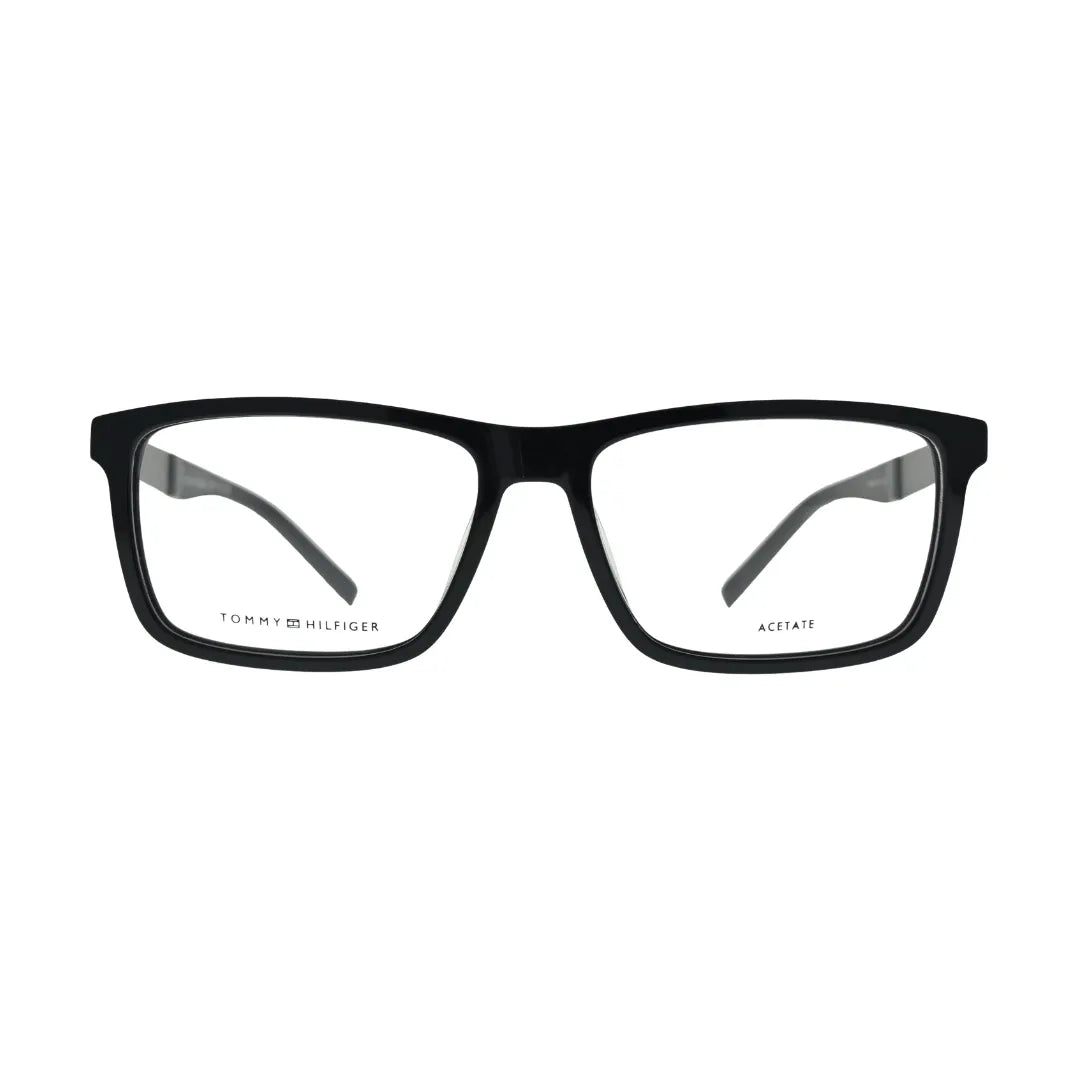 Tommy Hilfiger TH2084 Black Rectangular Eyeglasses front view
