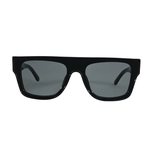 Tory Burch TY7185U Black Flat-Top Rectangular Sunglasses front view
