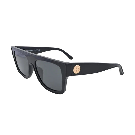 Tory Burch TY7185U Black Flat-Top Rectangular Sunglasses side profile
