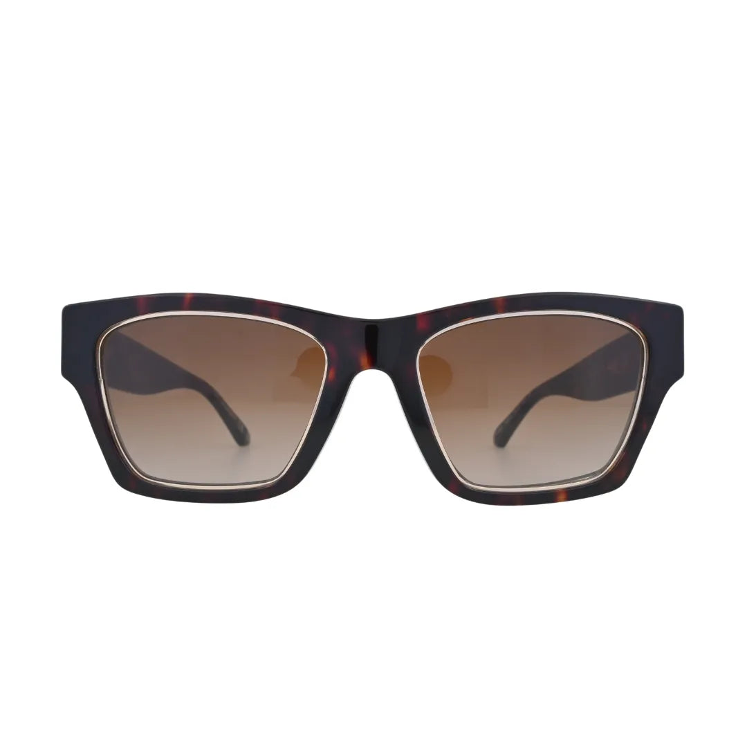 Tory Burch Trace TY1786U Havana Rectangular Sunglasses front view