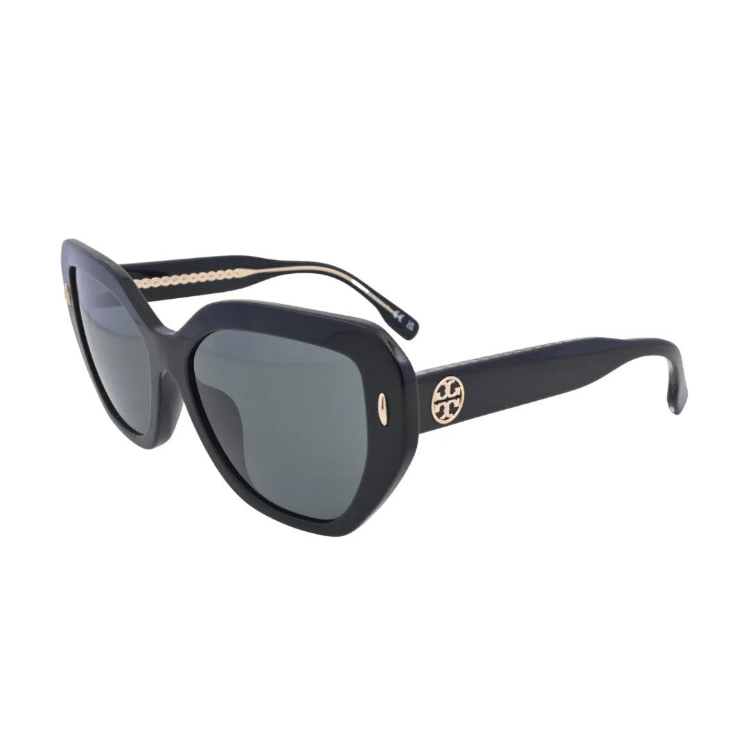 Tory Burch Miller TY7194U Black Oversized Cat-Eye Sunglasses side profile