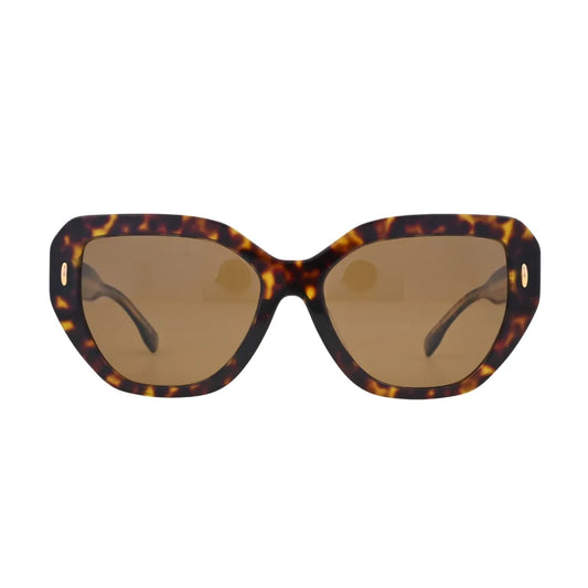 Tory Burch Miller TY7194U Havana Oversized Cat-Eye Sunglasses front view