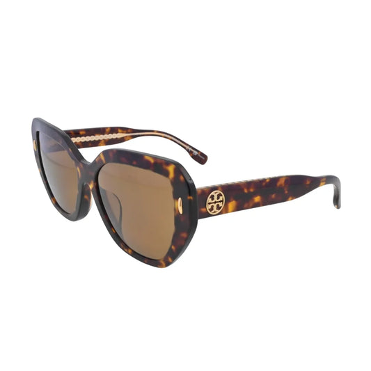 Tory Burch Miller TY7194U Havana Oversized Cat-Eye Sunglasses side profile