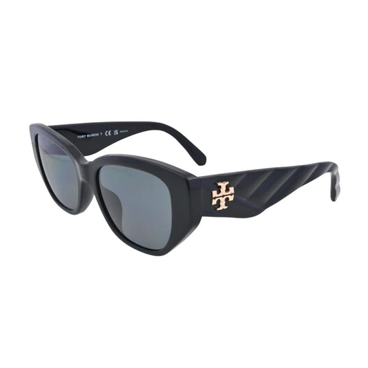 Tory Burch Kira TY7196U Black Rectangular Polarized Sunglasses side profile