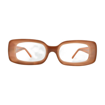 Caramel Stripe Rectangle Eyeglasses V014