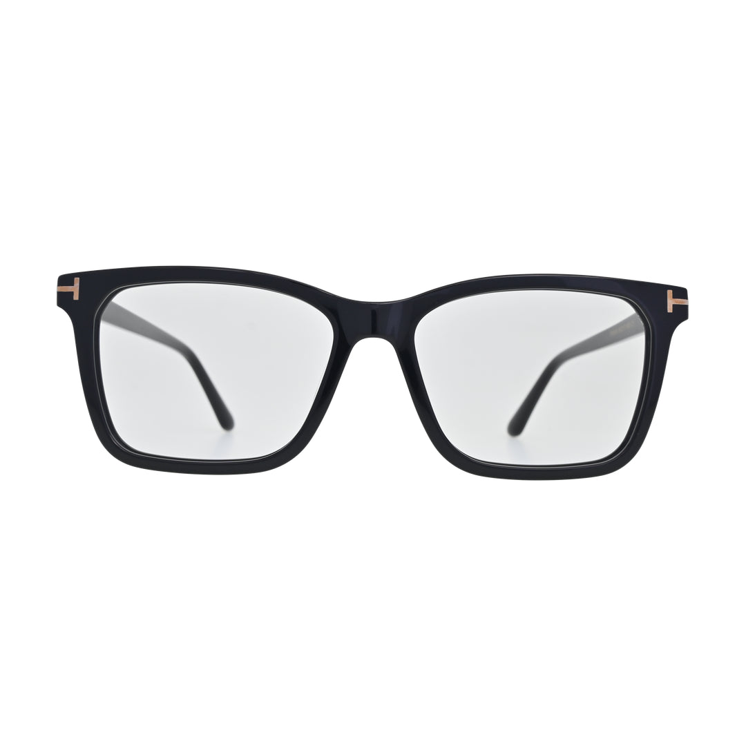 Glossy Black Square Glasses for Women V019 – front view