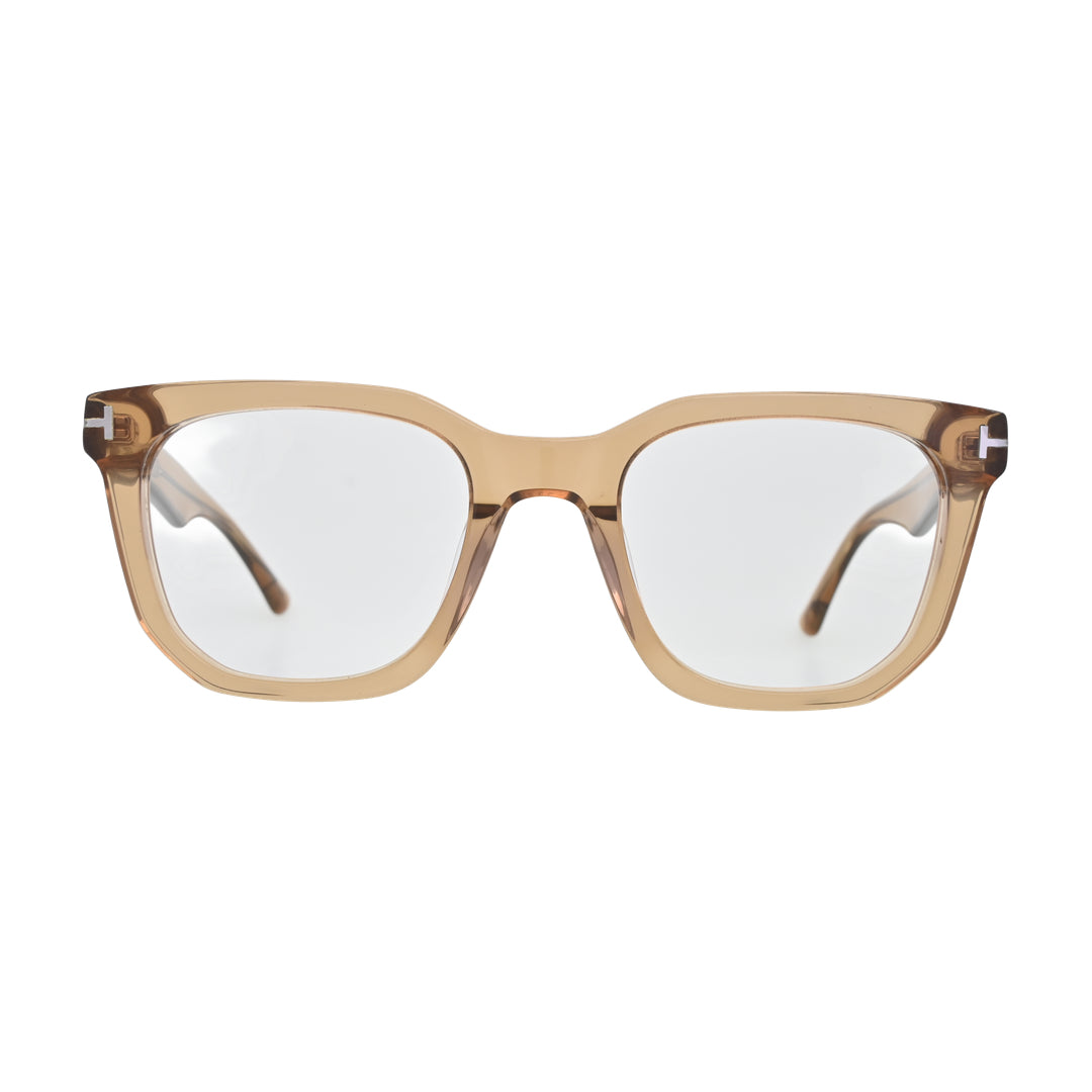 Sand Beige Translucent Square Glasses for Women V022 – front view