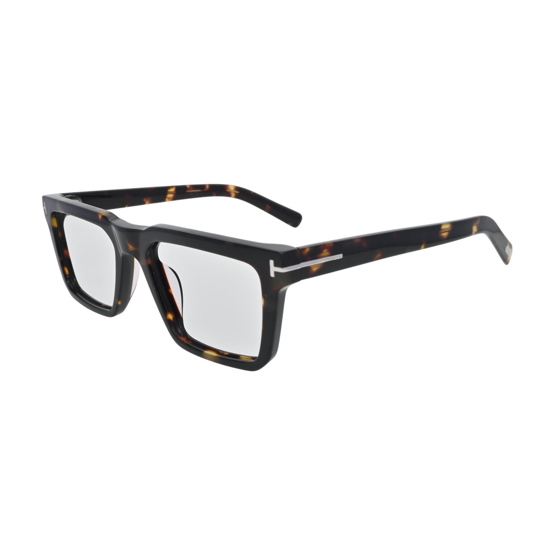 Dark Tortoise Chunky Square Glasses for Women V023 – side view of the temple arm