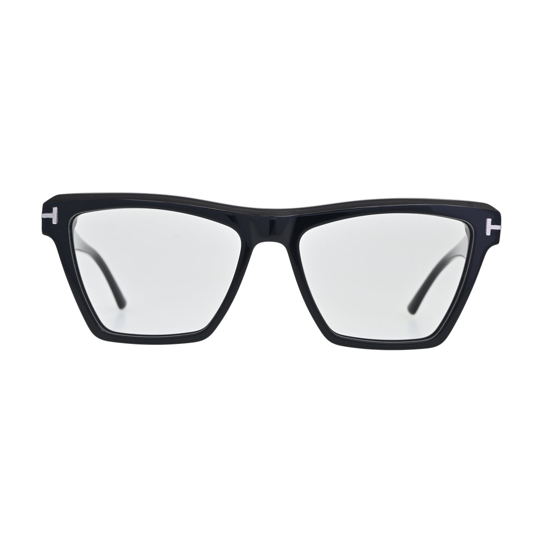 Black Angular Cat Eye Glasses for Women V025 – front view