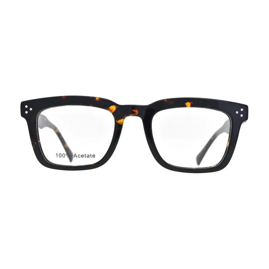 Dark Tortoise Bold Square Glasses for Men and Women V034 – front view