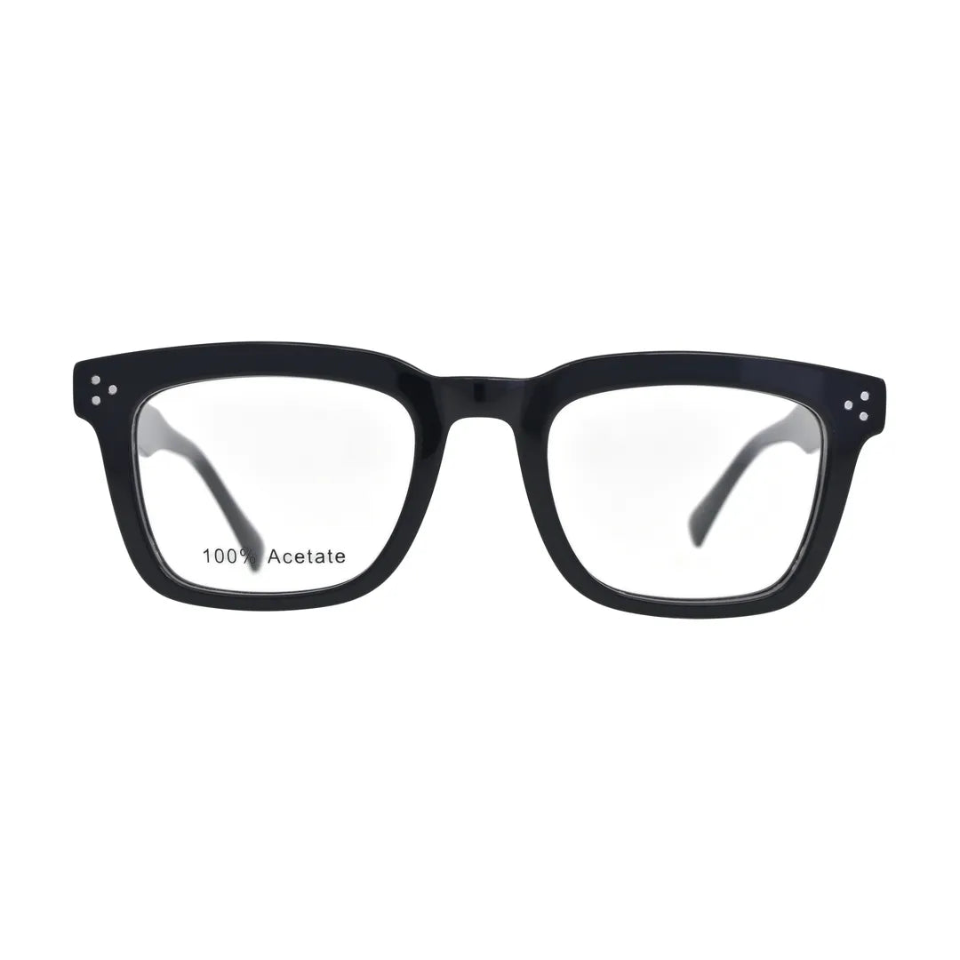 Black Bold Square Glasses for Men and Women V035 – front view