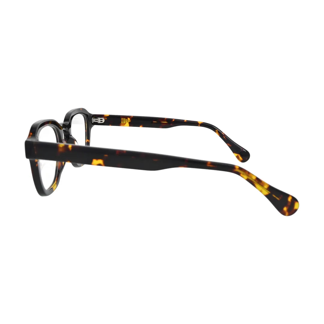 Dark Tortoise Keyhole Bridge Glasses for Men and Women V036 – side profile showing the temple