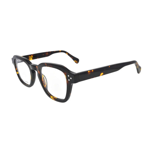 Dark Tortoise Keyhole Bridge Glasses for Men and Women V036 – angled side view
