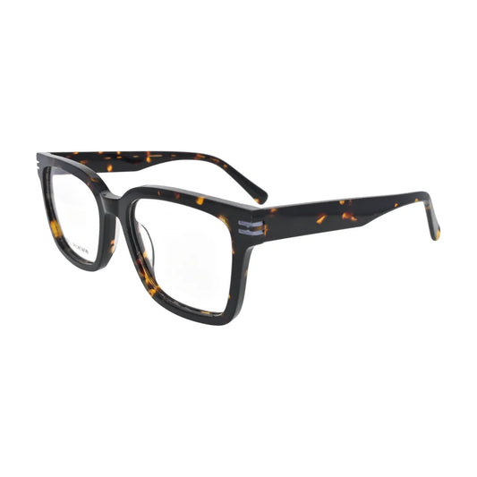 Dark Tortoise Square Glasses with Triple Bar Temples for Men and Women V038 – angled side view