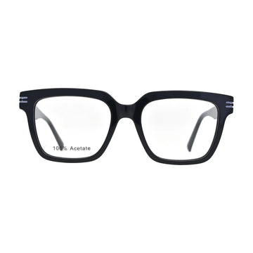 Black Deep Square Glasses with Triple Bar Temples for Men and Women V039 – front view