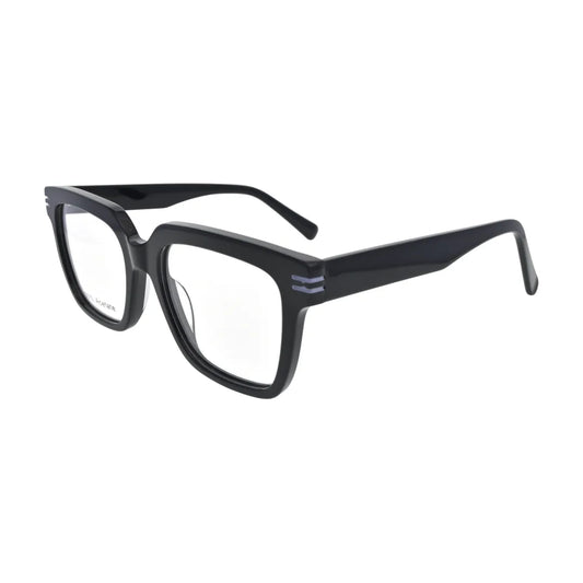 Black Deep Square Glasses with Triple Bar Temples for Men and Women V039 – angled side view