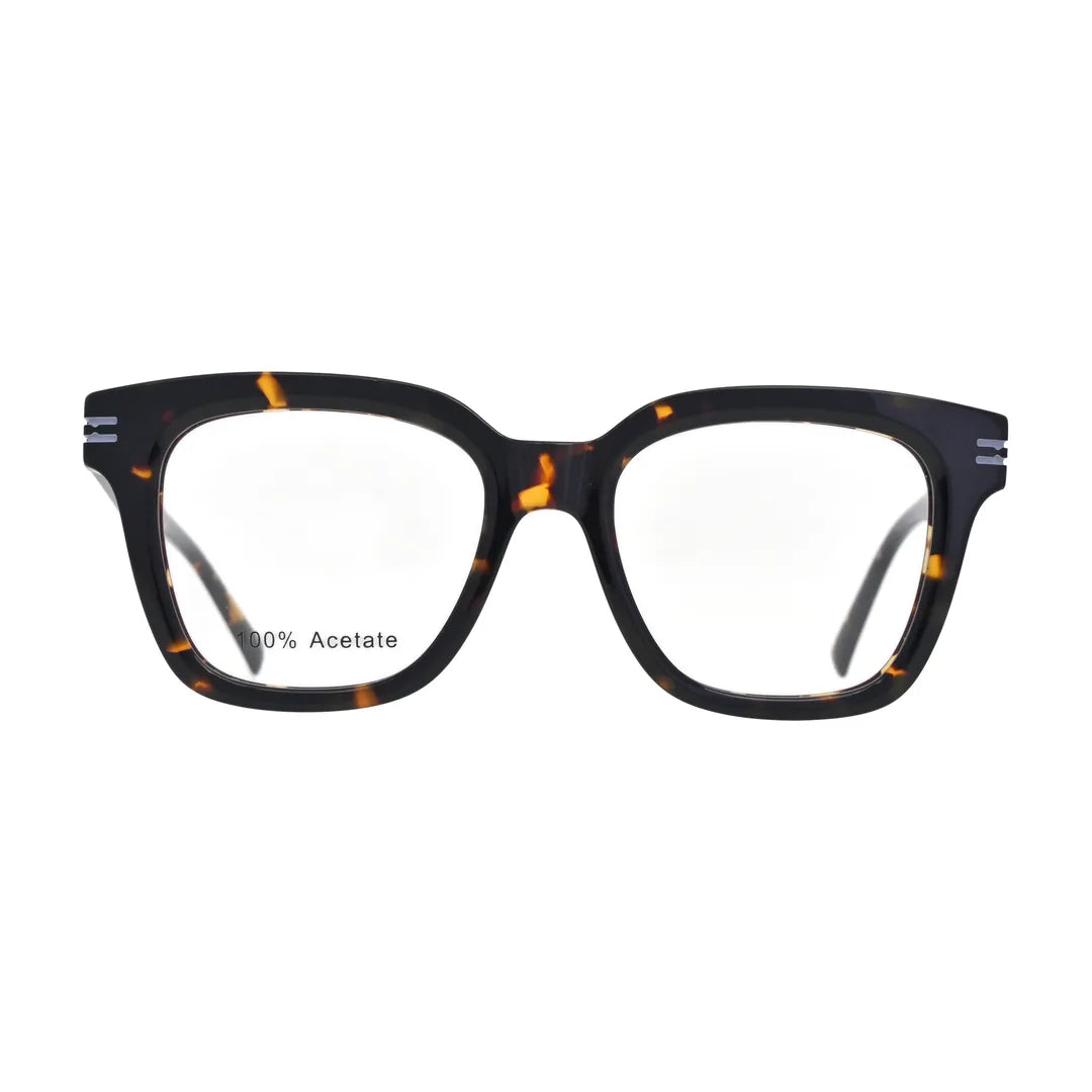 Amber Fleck Tortoise Deep Square Glasses for Men and Women V040 – front view