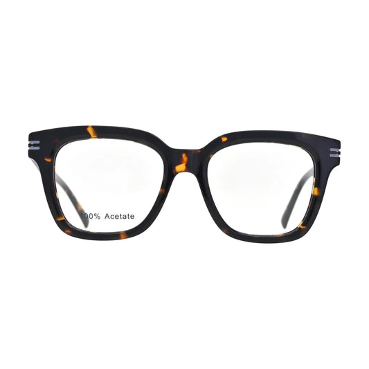 Amber Fleck Tortoise Deep Square Glasses for Men and Women V040 – front view