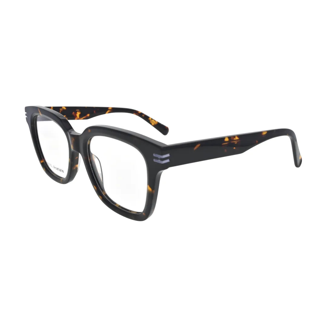 Amber Fleck Tortoise Deep Square Glasses for Men and Women V040 – angled side view