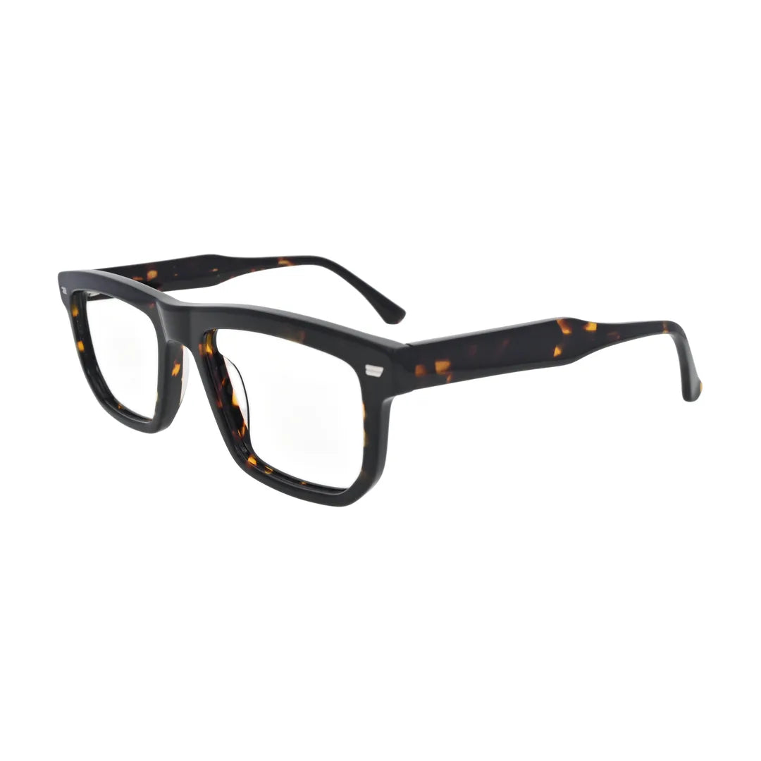 Dark Havana Rectangle Glasses for Women V041 – angled side view