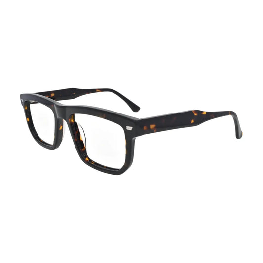 Dark Havana Rectangle Glasses for Women V041 – angled side view