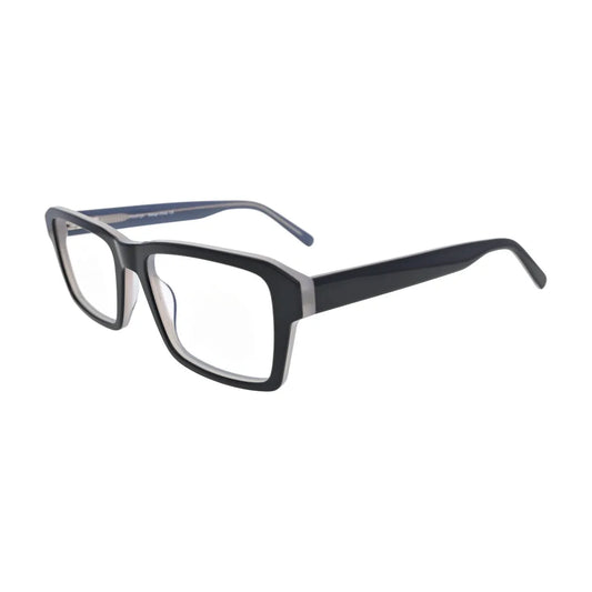 Black and Grey Layered Rectangle Glasses for Women V042 – angled side view