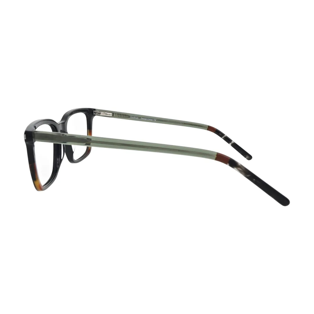 Black to Amber Two-Tone Square Glasses for Women V043 – side profile showing the temple
