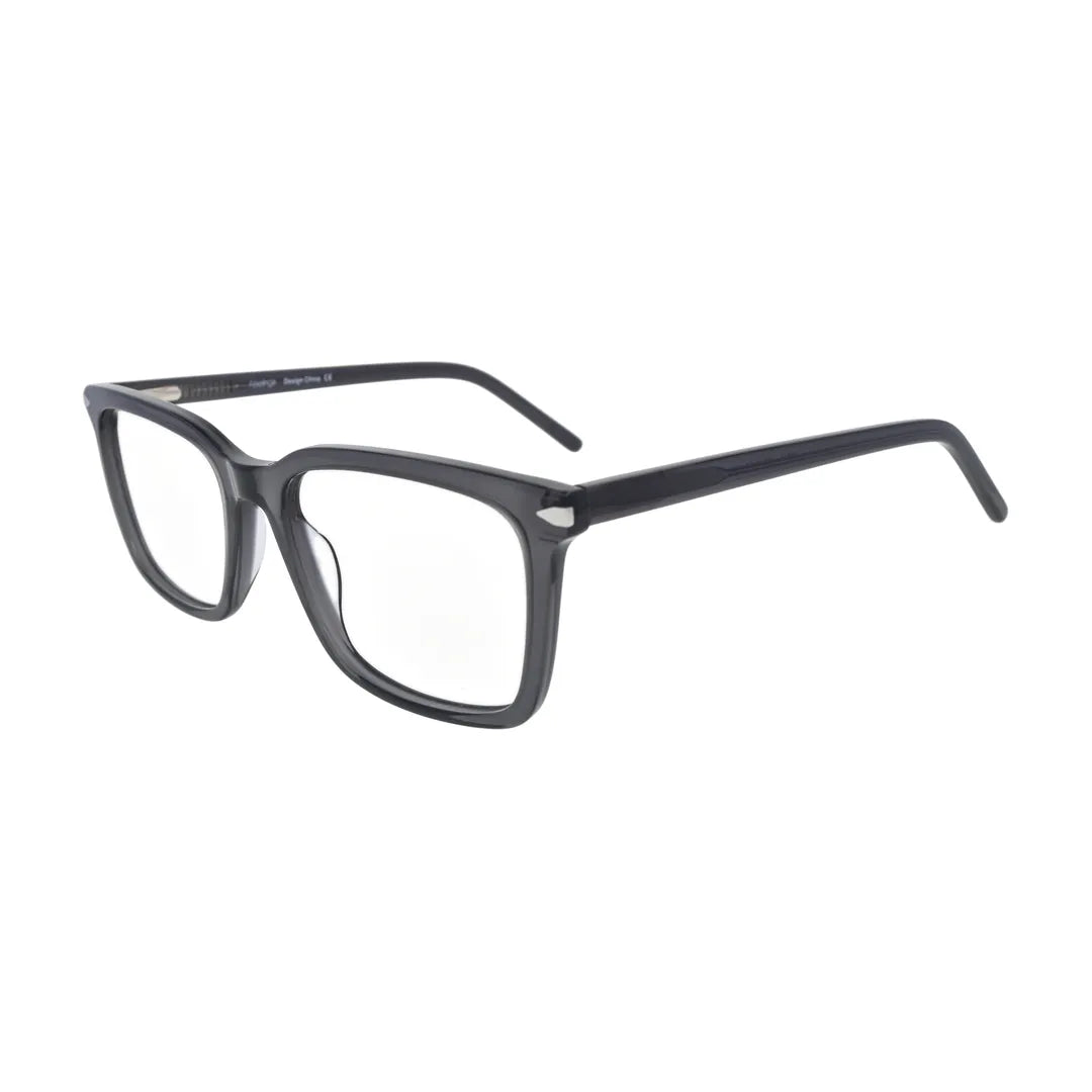 Smoke Grey Translucent Square Glasses for Women V044 – angled side view
