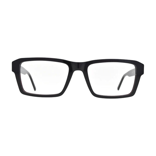 Black Rectangle Glasses with Wine Red Lining for Women V045 – front view