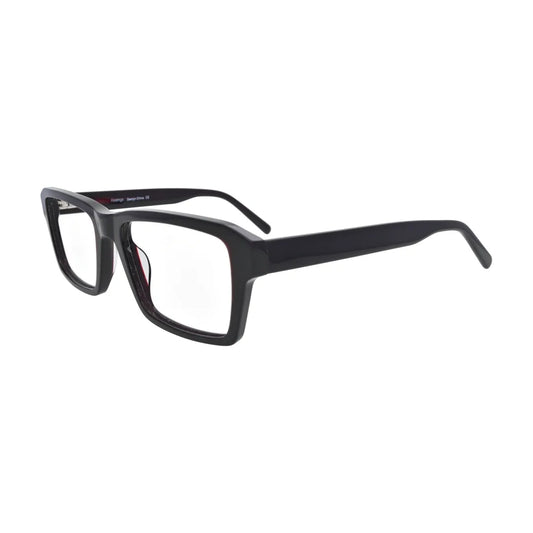 Black Rectangle Glasses with Wine Red Lining for Women V045 – angled side view