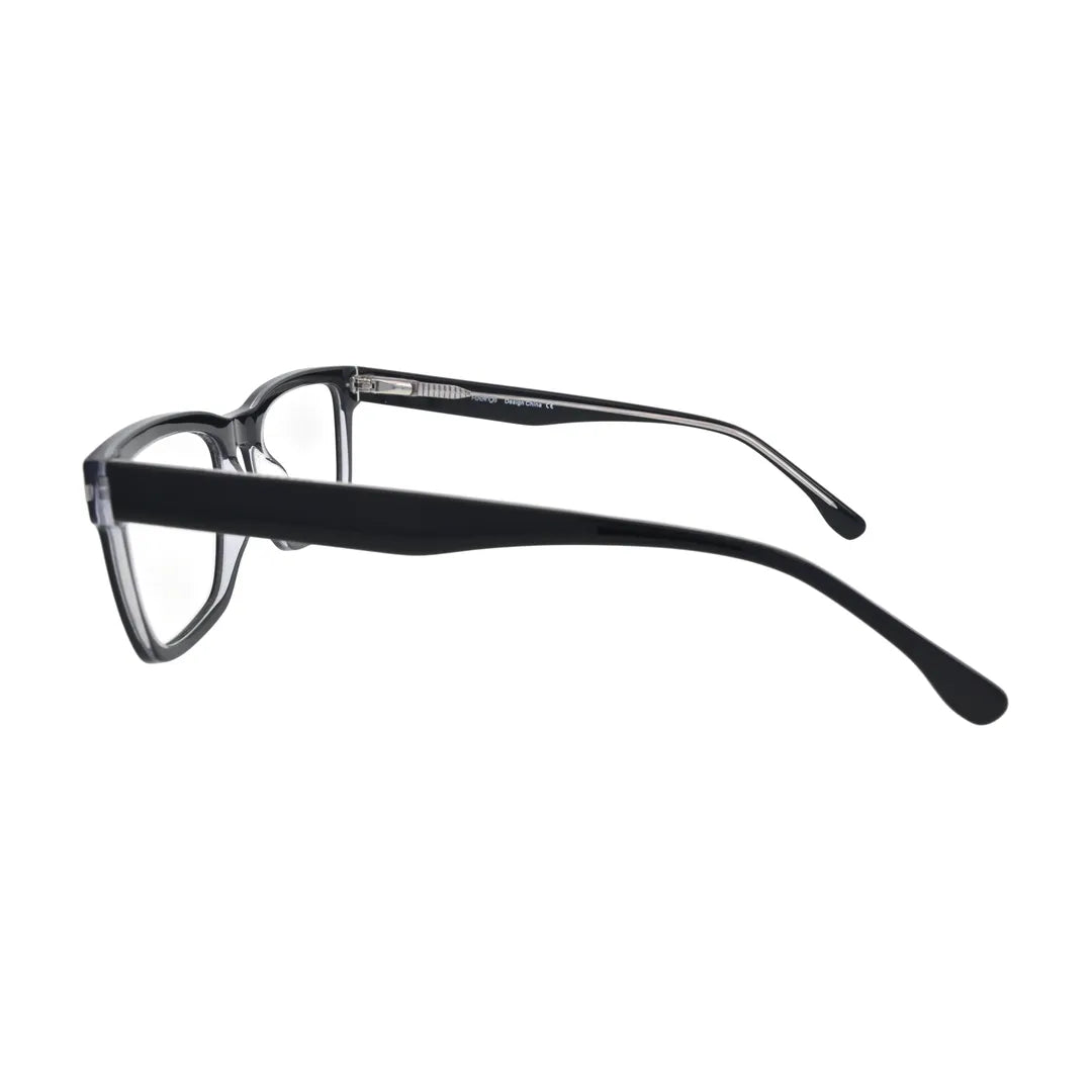 Black and Crystal Rectangle Glasses for Women V046 – side profile showing the temple