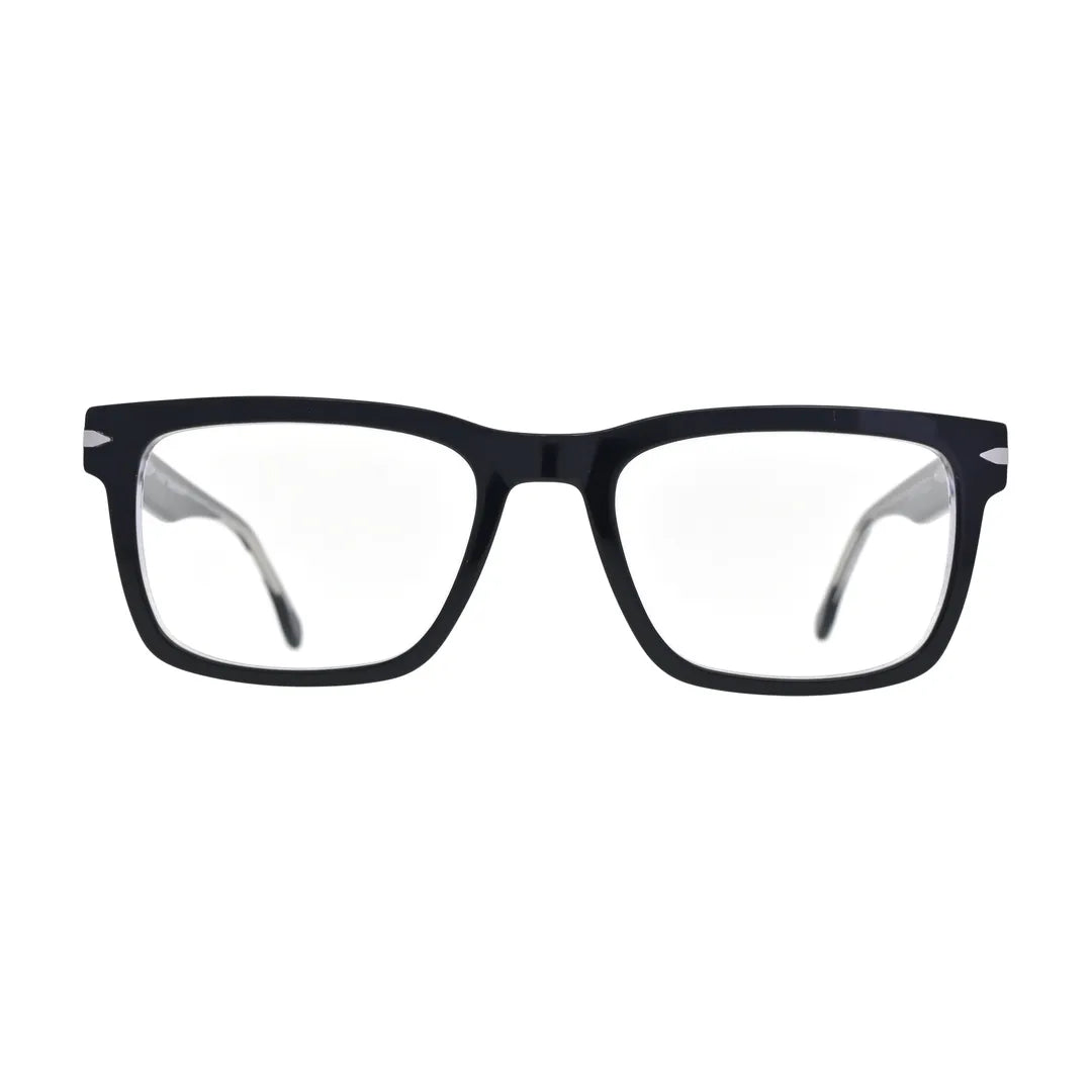 Black and Crystal Rectangle Glasses for Women V046 – front view