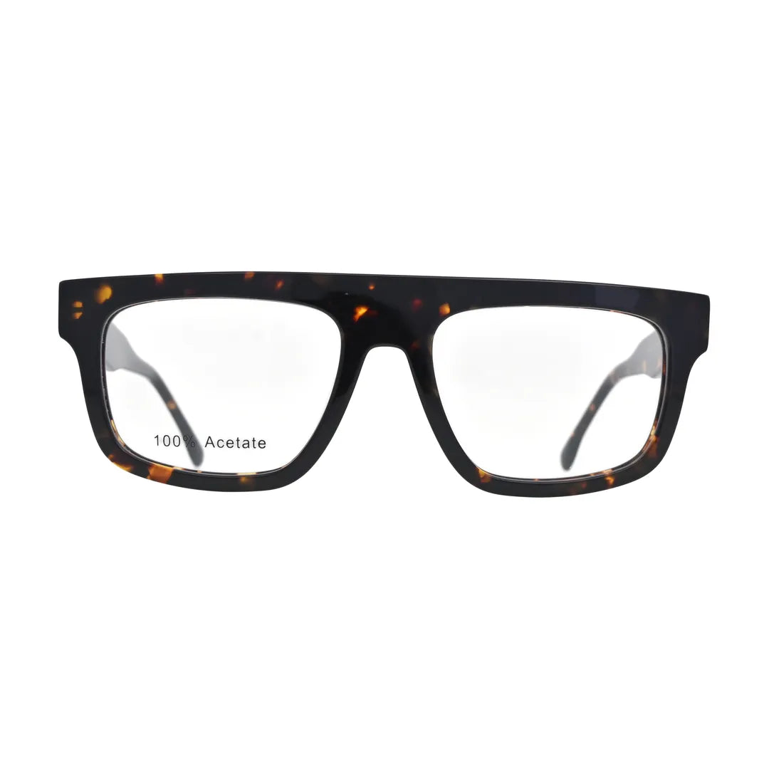 Dark Tortoise Bold Flat Top Glasses for Women V048 – front view