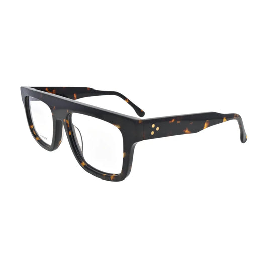 Dark Tortoise Bold Flat Top Glasses for Women V048 – angled side view