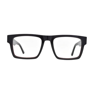 Black Wide Rectangle Glasses with Wine Lining for Women V049 – front view