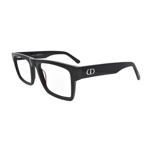 Black Wide Rectangle Glasses with Wine Lining for Women V049 – angled side view