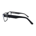 Black and Crystal Wide Rectangle Glasses for Women V050 – side profile showing the temple