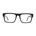 Black and Crystal Wide Rectangle Glasses for Women V050 – front view