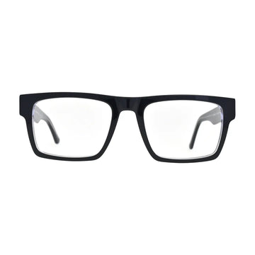 Black and Crystal Wide Rectangle Glasses for Women V050 – front view