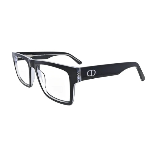 Black and Crystal Wide Rectangle Glasses for Women V050 – angled side view