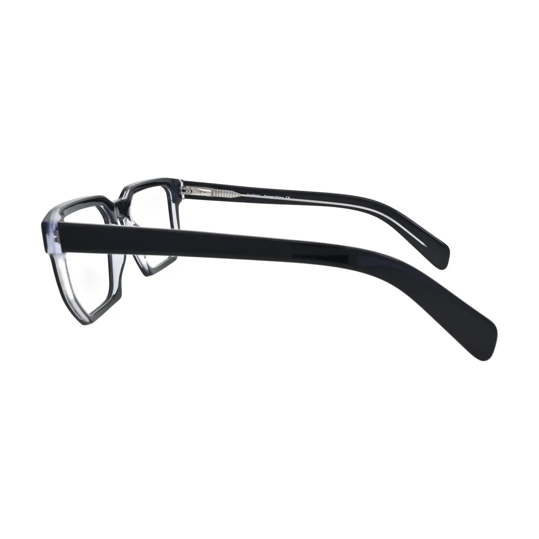 Black and Crystal Geometric Glasses for Women V051 – side profile showing the temple