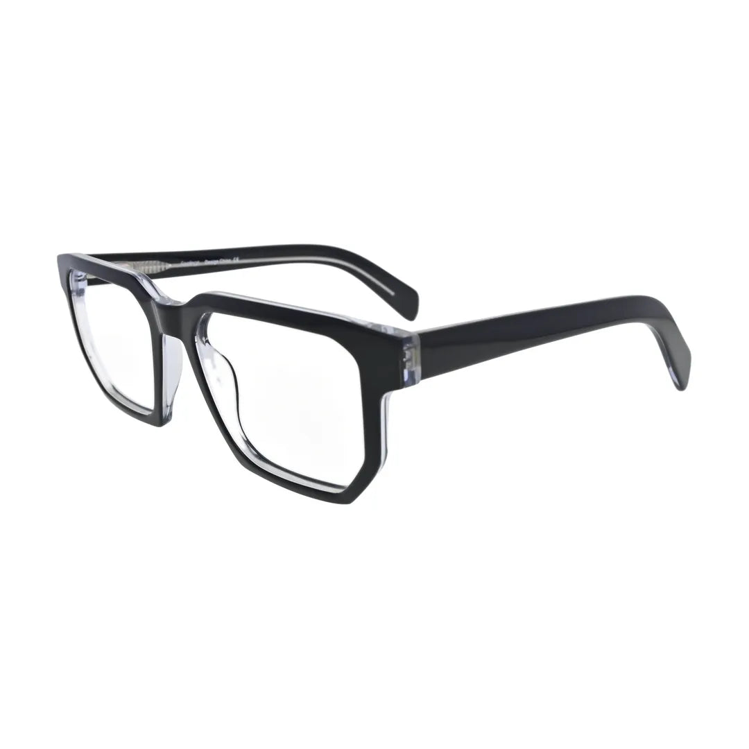Black and Crystal Geometric Glasses for Women V051 – angled side view
