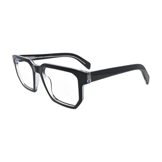 Black and Crystal Geometric Glasses for Women V051 – angled side view