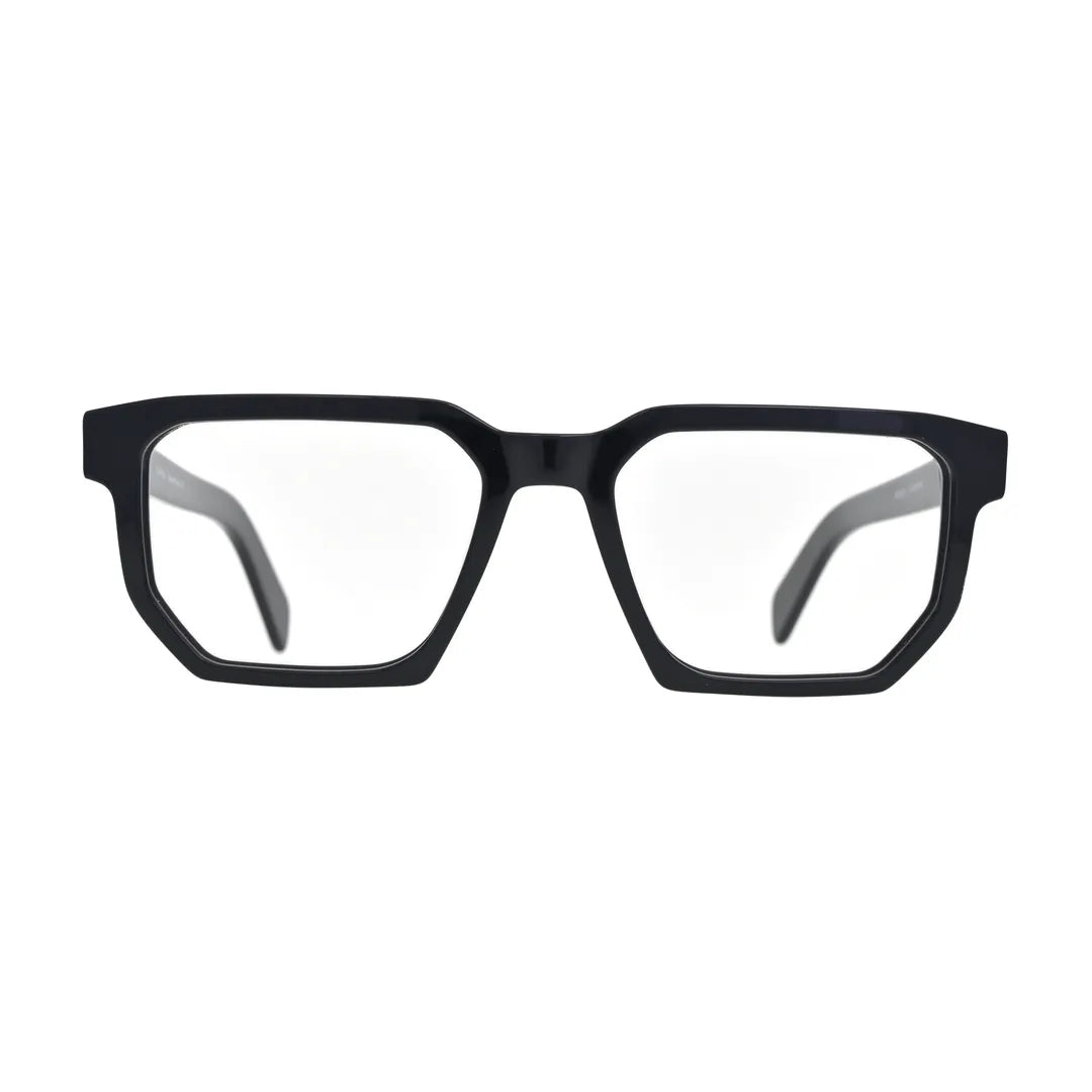 Solid Black Geometric Glasses for Women V052 – front view