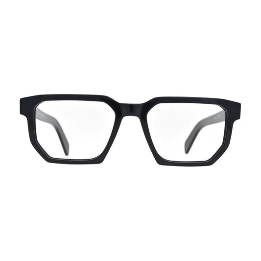 Solid Black Geometric Glasses for Women V052 – front view