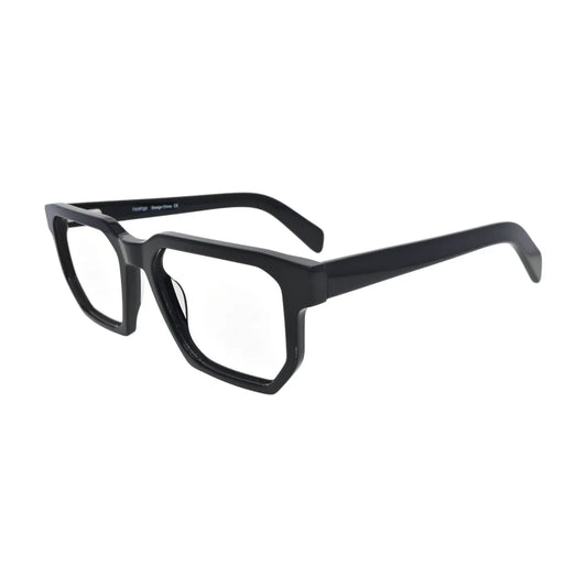 Solid Black Geometric Glasses for Women V052 – angled side view