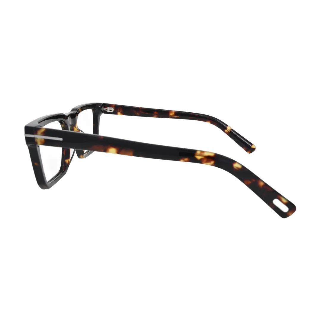 Dark Tortoise Flat Top Square Glasses for Women V053 – side profile showing the temple