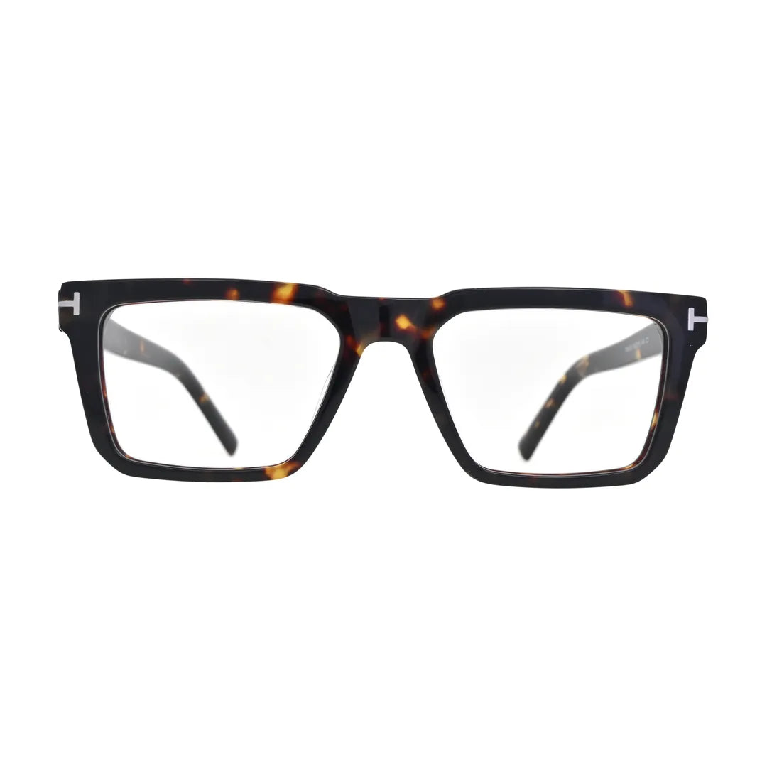Dark Tortoise Flat Top Square Glasses for Women V053 – front view
