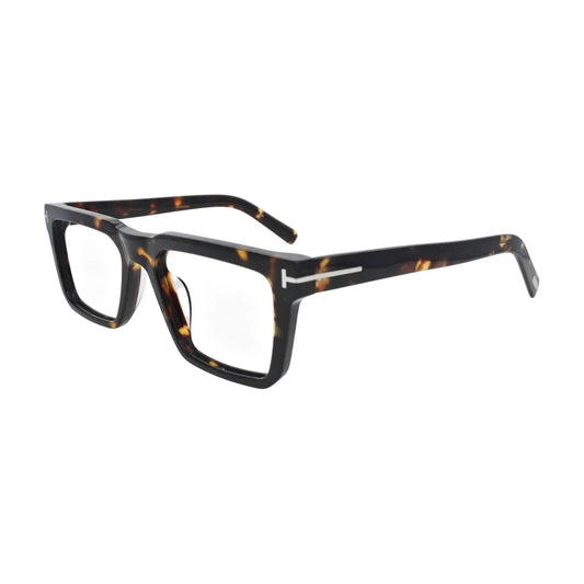 Dark Tortoise Flat Top Square Glasses for Women V053 – angled side view