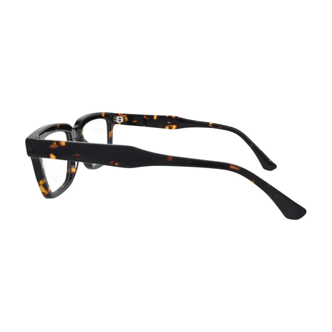 Dark Tortoise Small Rectangle Glasses for Women V054 – side profile showing the temple